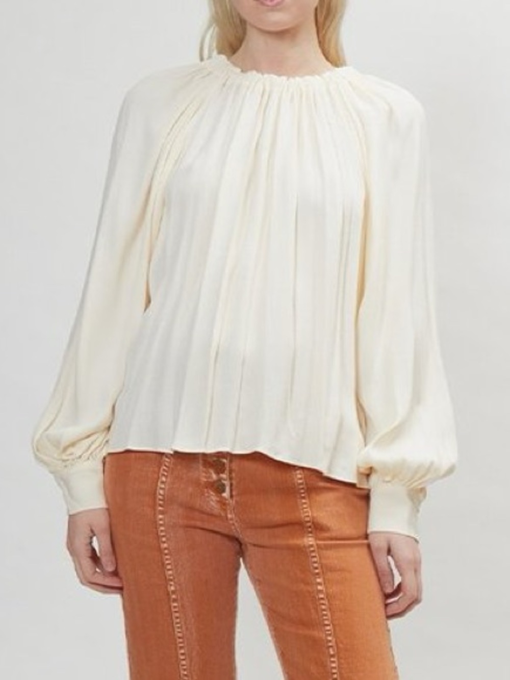Ulla Johnson Mirabella Blouse Ivory Cream Gathered Balloon Sleeve Size 4